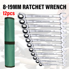 Combination Ratchet Spanner Set 8-19mm Ratchet Wrench Chromed Steel Metric 12pcs