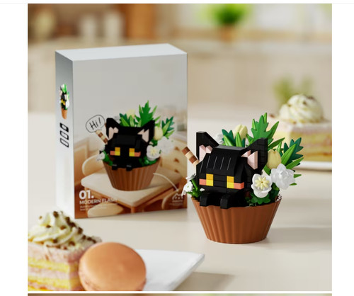 Black cat flower pot - cat,