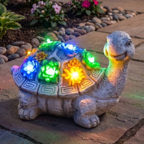 Turtle garden ornament - garden, solar
