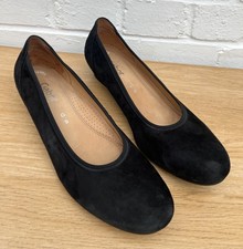 Womens Gabor Suede Leather Ballerina Shoes UK 9 G Fit Black Easy Comfort Walking