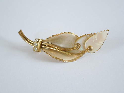 Vintage leaf brooch with - vintage,