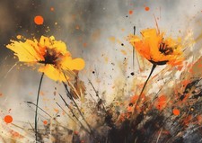 Vivid Yellow Flowers Abstract