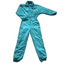 Womens Vintage 80s Ski Suit Aqua Blue Retro Sportswear