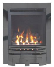 GAS FIRE BLACK NICKEL GLOSS SLIDE SIDE CONTROL DEEP 4kw HIGH EFFICIENCY 86%