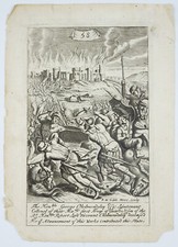 Van Hove, F H 1690 The Destruction of Canaan & Taking of Jericho Antique Print