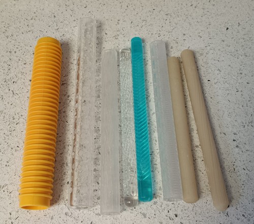 Eight textured rolling pins