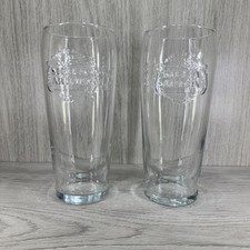 Stella Artois Pint x2 (16oz) Beer Glass Embossed Logo Etched Star Mancave Glass 