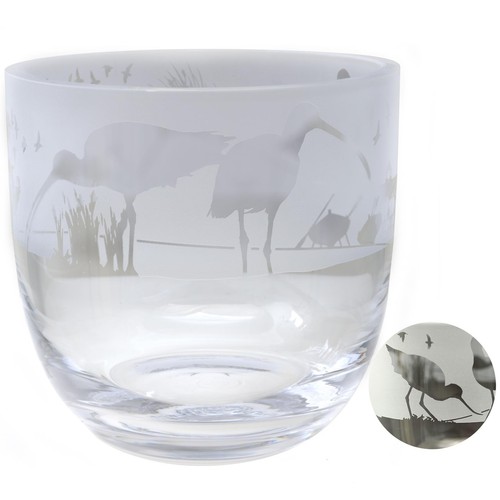 Glass candle pot wading birds - glass,