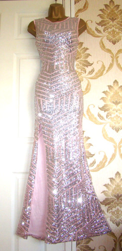 Quiz silver pink sequin maxi - pink,