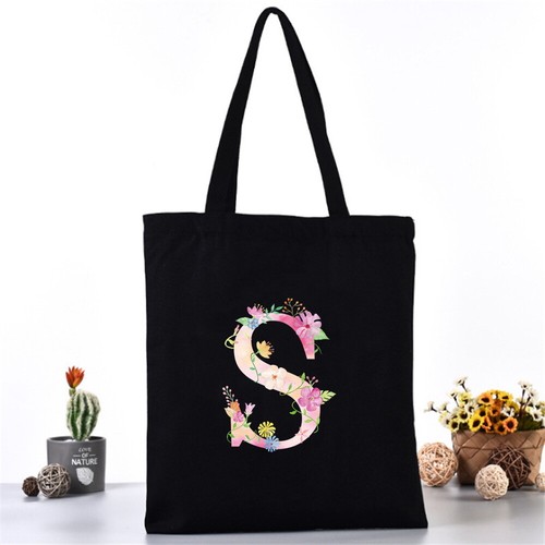 Pink initials canvas shopping - pink,