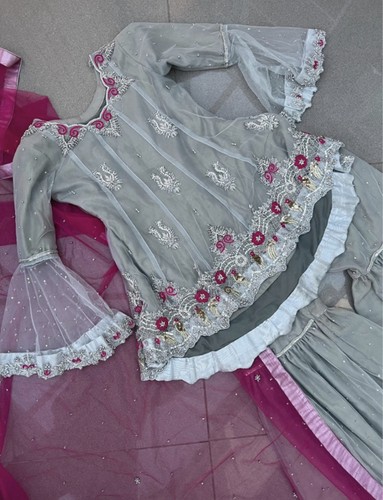Grey and pink peplum - peplum, kameez