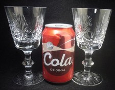 Pair of Edinburgh Crystal STAR OF EDINBURGH Claret Wine Glasses 6"h (signed)