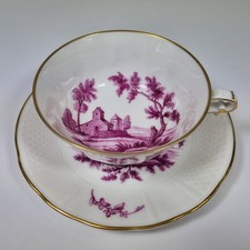 Leonard Bernardeud Limoges Cup And Saucer Painted Purple Landscape