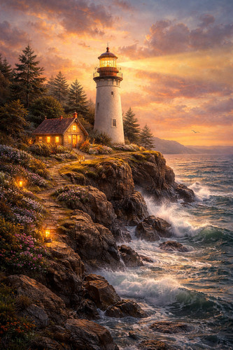 Sunset lighthouse coastal - sunset,