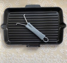 STAUB Folding handle rectangular Grill pan camping BBQ 33cm Black- Excellent