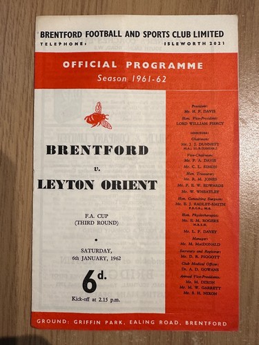 Football programme brentford - programme,