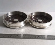 GOOD ,  PAIR VINTAGE SOLID SILVER COASTERS .   12 . 5 cms. dia.        LON. 1973