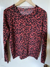 Gerard Darel French Wool Red & Black Leopard Print Jumper Size Large