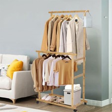 Clothes Rack with Shelf Bamboo
