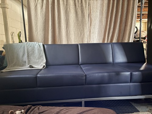 Blue leather four seater - blue,