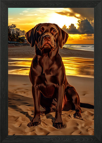 Chocolate labrador sunset - chocolate, at