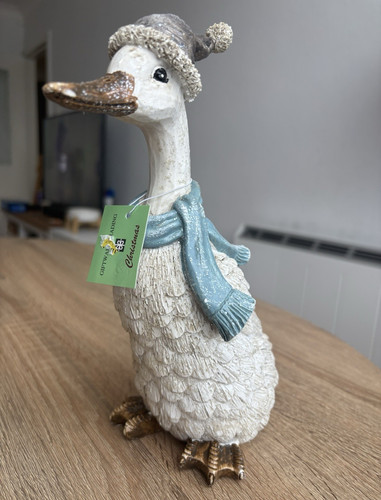 Christmas goose figurine with - christmas,