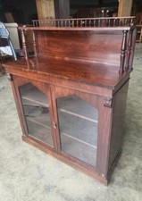 Antique Victorian small rosewood chiffonier sideboard glazed doors gallery