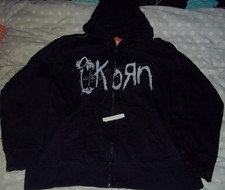 bravado, korn, black, size L, men's, zip hoodie, metal, official, used