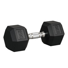 HOMCOM 12.5KG Single Rubber Hex Dumbbell Portable Hand Weights for Home Gym