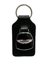 ASTON MARTIN ENAMEL AND LEATHER CAR AUTOMOBILE KEY RING KEYRING 