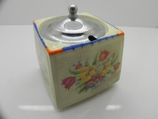 VINTAGE PARROT & CO BURSLEM CORONET WARE PORCELAIN SUGAR BOWL IN FLOWERS PATTERN