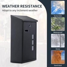 EPROSIMN Wall Mounted Post Box, Letterbox with Tilted Lid & 2 Keys, Viewing Wind
