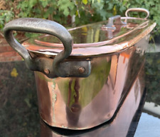 Antique French Copper Fish Kettle Poacher Poissonnier iron Handles 6.4 kilo vtg