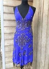 JENNY PACKHAM Blue Beaded Dress UK 10