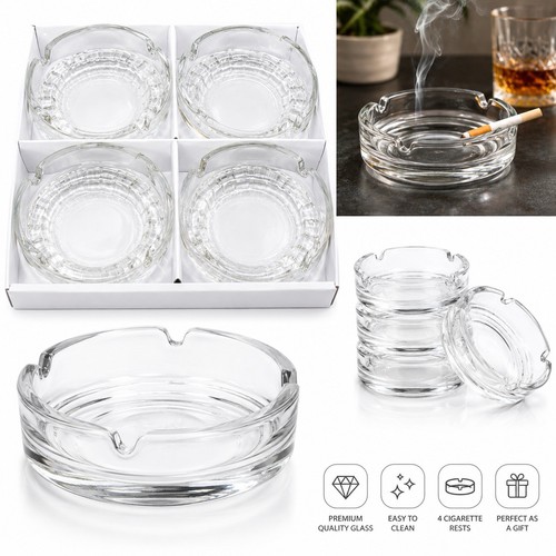 Glass ashtray stackable - ashtray,