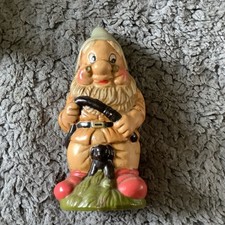 Vintage Cast Garden Gnome Hollow Plaster / Terracotta 6” Retro