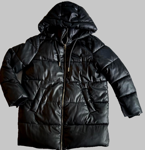 Zara black faux leather hooded - faux,