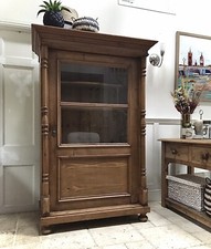 Vintage Pine European Early C20th Glazed Armoire Display Drinks Kitchen Cabinet