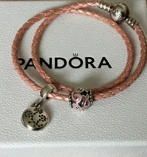 Pandora pink leather double - pink,
