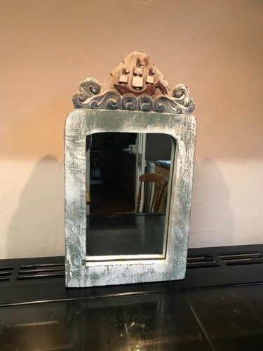 Carved wooden wall mirror - , ship