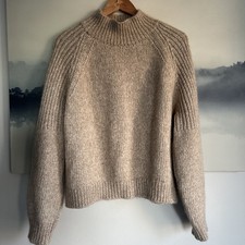Vanessa Bruno alpaca chunky Knit high neck women pullover jumper/beige/ size S