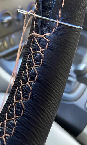 Brown real leather steering - leather,