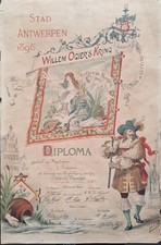 Antique 1896 Antwerp Diploma