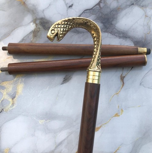 Snake brass handle walking - brass,