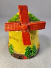 Vintage Japanese Preserve Pot Windmill Jam Honey Marmalade & Lid 8.7cm High 