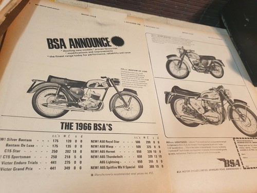 1966 bsa motorcycle range - 1966,