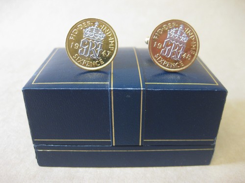 Sixpence cufflinks gold - sixpence, ~