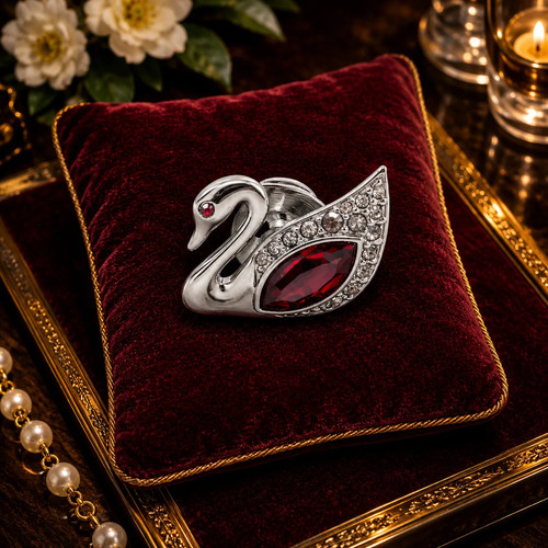 Swarovski silver tone swan - , tie