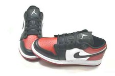 NIKE AIR JORDAN 1 LOW BRED TOE GYM RED GS. 100% AUTHENTIC TRAINERS SIZE UK 3