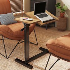 Overbed Bedside Desk Rolling Laptop Stand Tilting Table with Wheels Adjustable